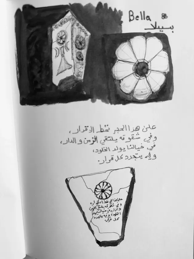 Hand-drawn forms and notes trace the early development of an imagined object.