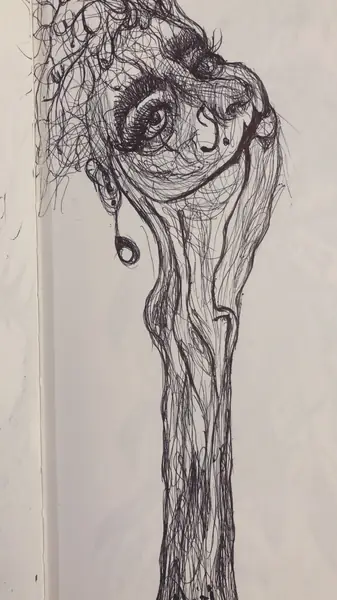 An imagined character is explored through expressive lines, shapes, and gestures.