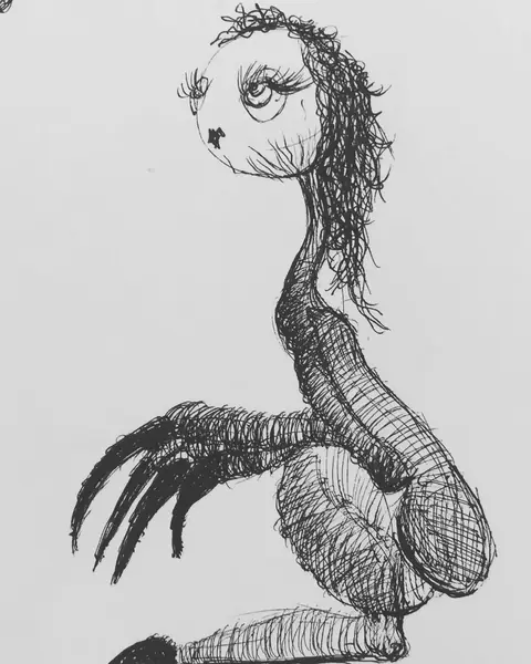 An imagined character is explored through expressive lines, shapes, and gestures.
