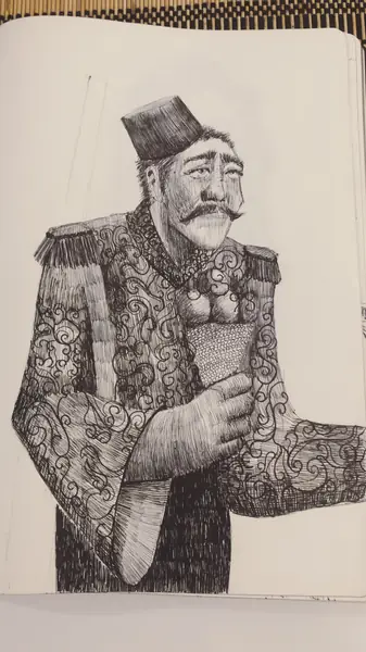 An imagined character is explored through expressive lines, shapes, and gestures.