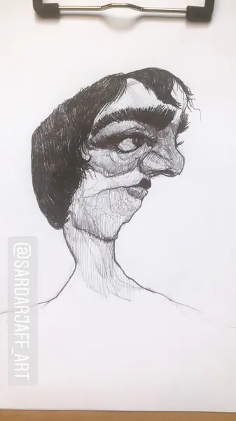 An imagined character is explored through expressive lines, shapes, and gestures.