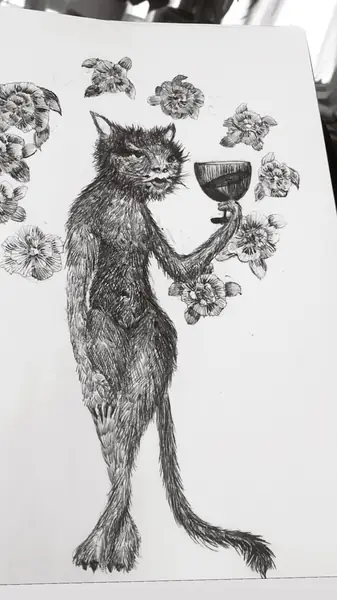 An imagined character is explored through expressive lines, shapes, and gestures.