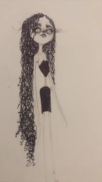 An imagined character is explored through expressive lines, shapes, and gestures.