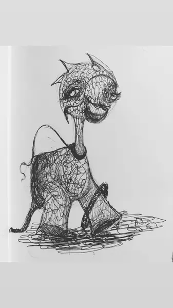 An imagined character is explored through expressive lines, shapes, and gestures.