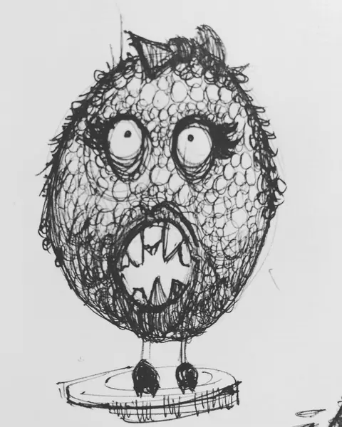 An imagined character is explored through expressive lines, shapes, and gestures.
