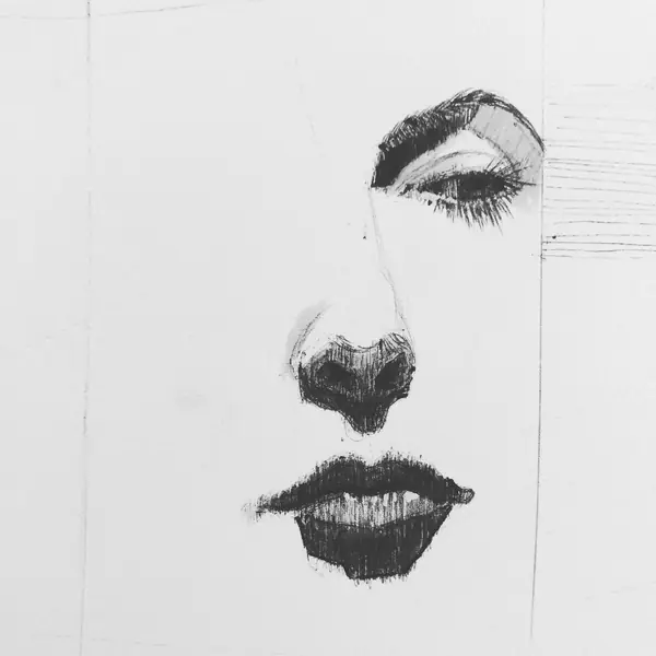An imagined character is explored through expressive lines, shapes, and gestures.