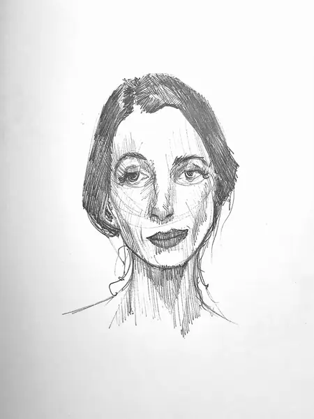 An imagined character is explored through expressive lines, shapes, and gestures.