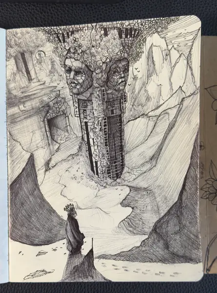 An imagined environment is explored through architecture, texture, and the placement of light.