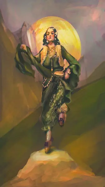 An imagined figure is enclosed by a luminous globe and soft painterly forms.