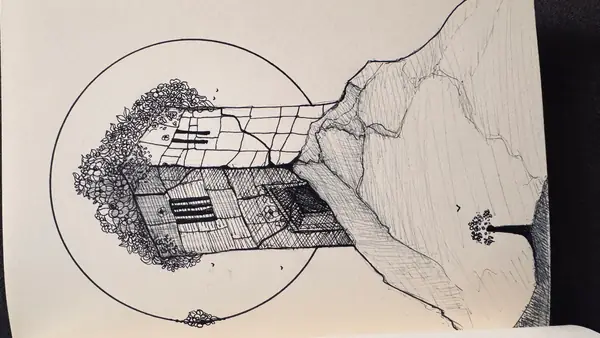 An imagined environment is explored through architecture, texture, and the placement of light.