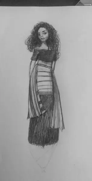 An imagined standing figure is tested through a long silhouette and simple tonal shapes.