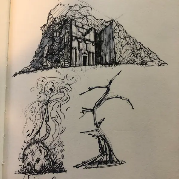 An imagined environment is explored through architecture, texture, and the placement of light.