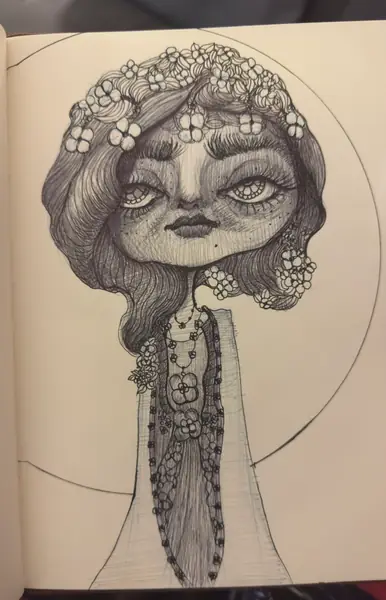 An imagined character combines a rounded face with an elongated body.