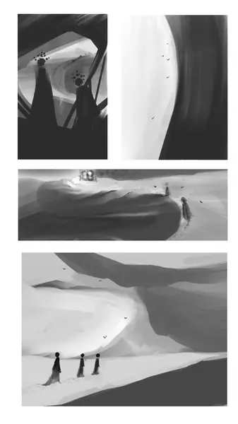 An imagined composition explores colour, light, and expressive shapes.